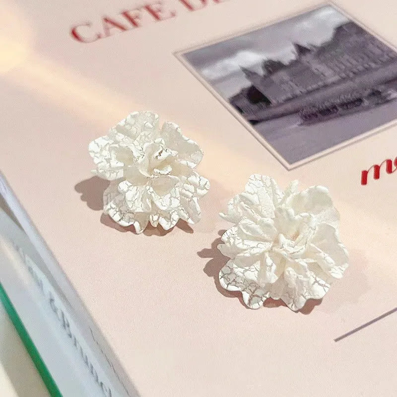 White Flower Stud Earrings