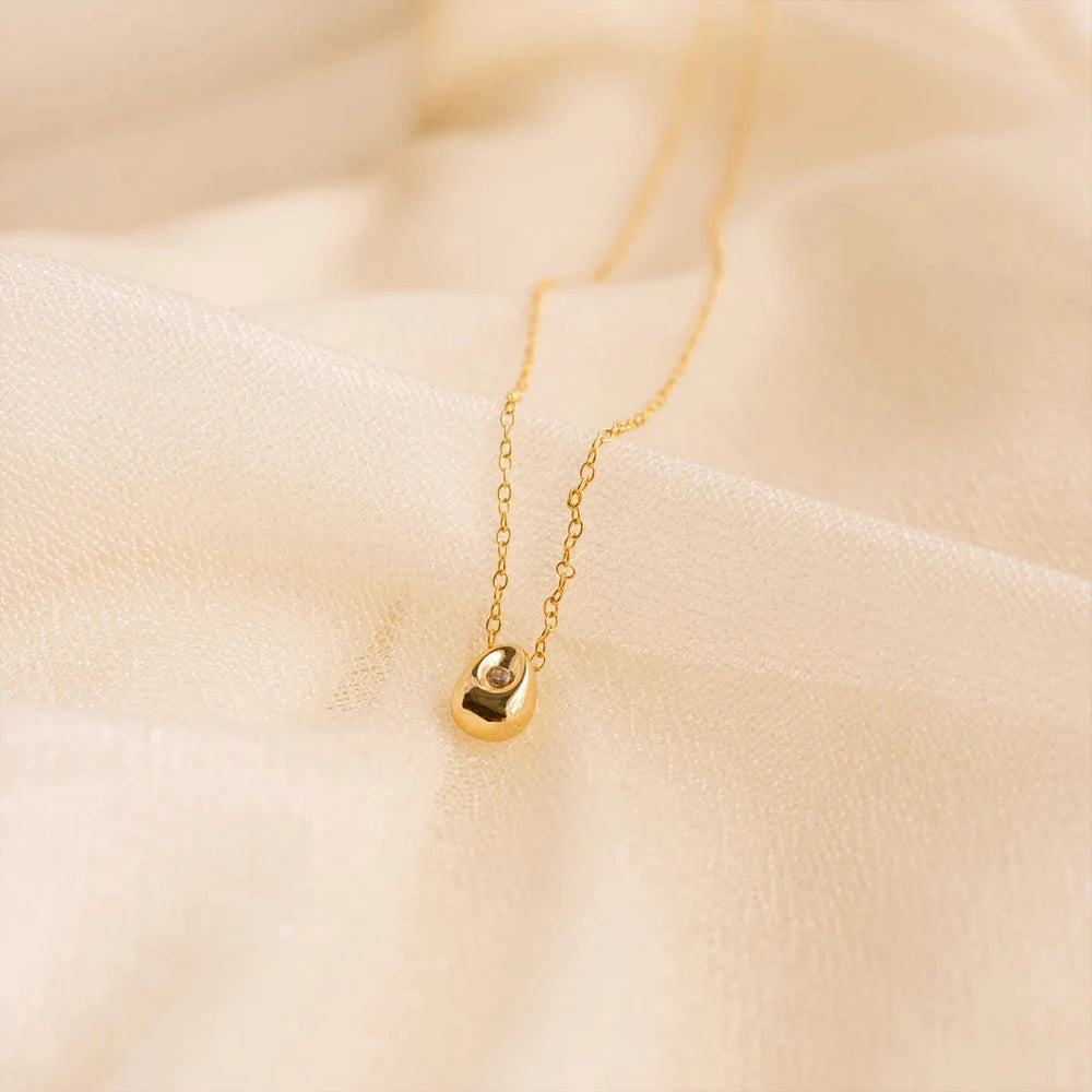 Golden Teardrop Pendant Necklace