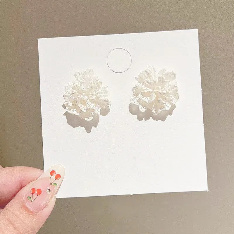 White Flower Stud Earrings