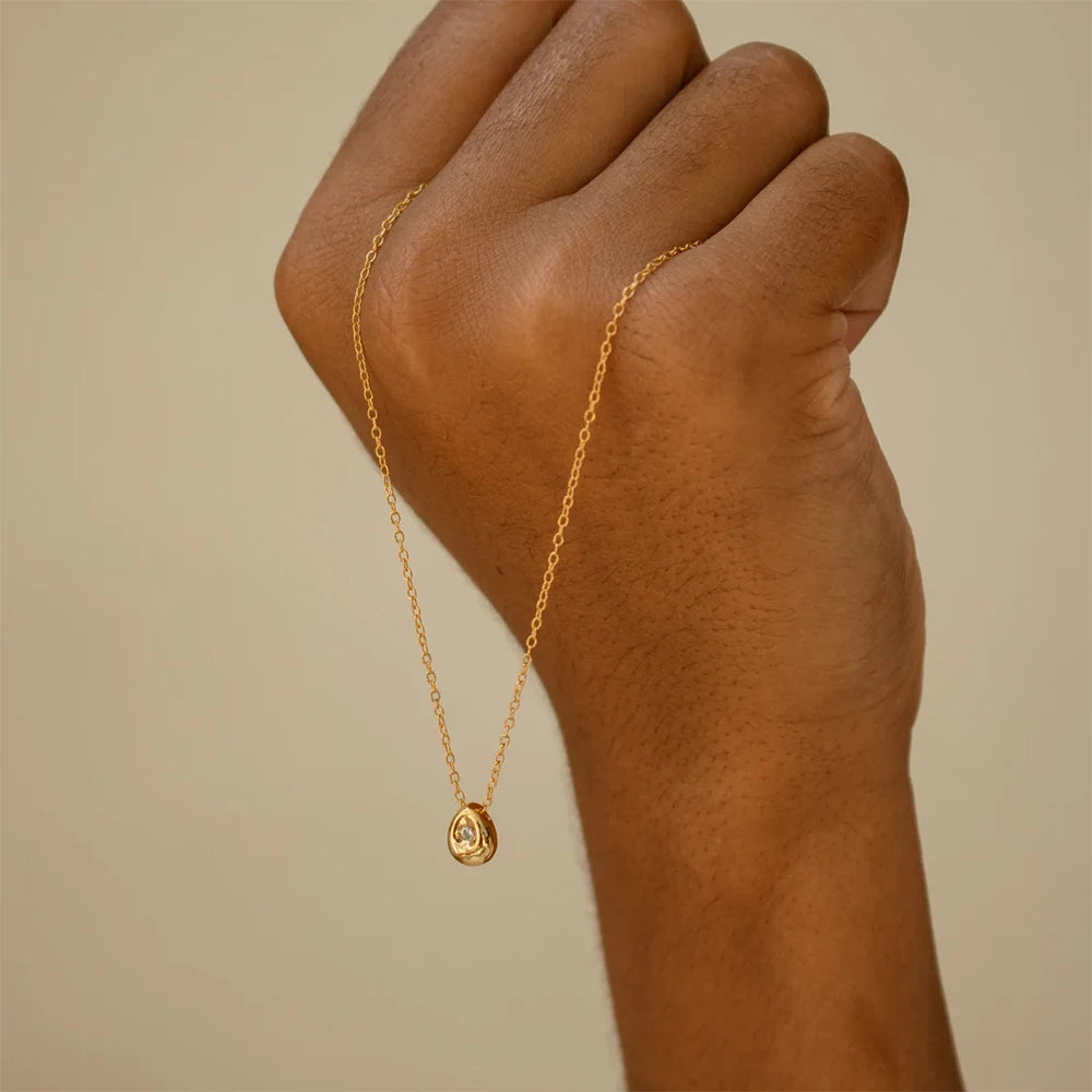 Golden Teardrop Pendant Necklace