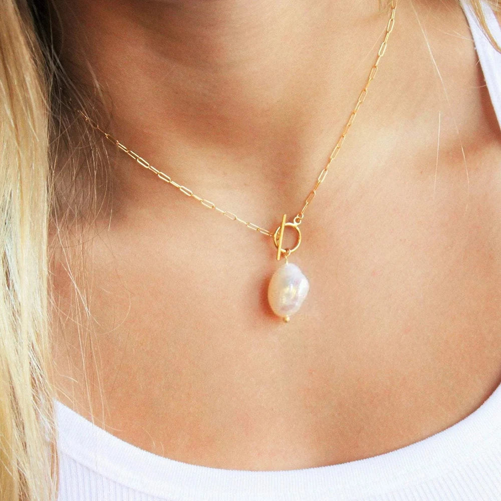 Elegant Pearl Chain Necklace