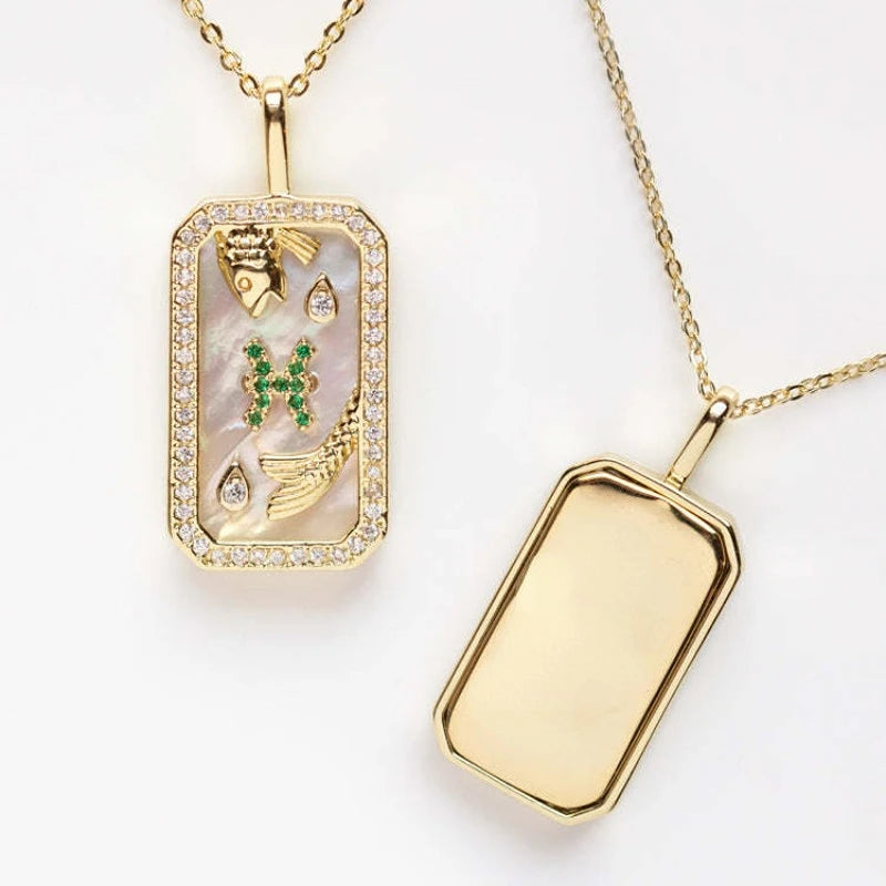 Golden Zodiac Amulet Necklace