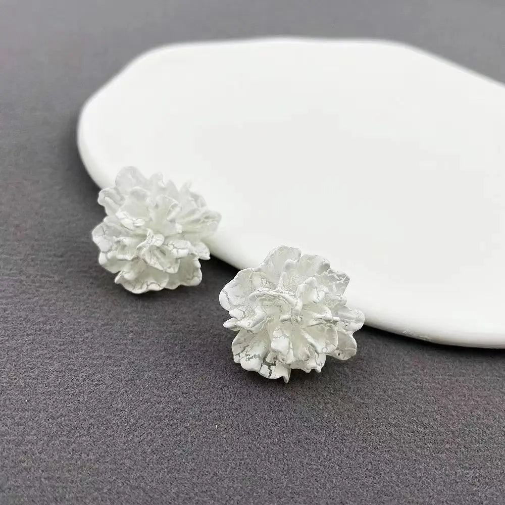 White Flower Stud Earrings